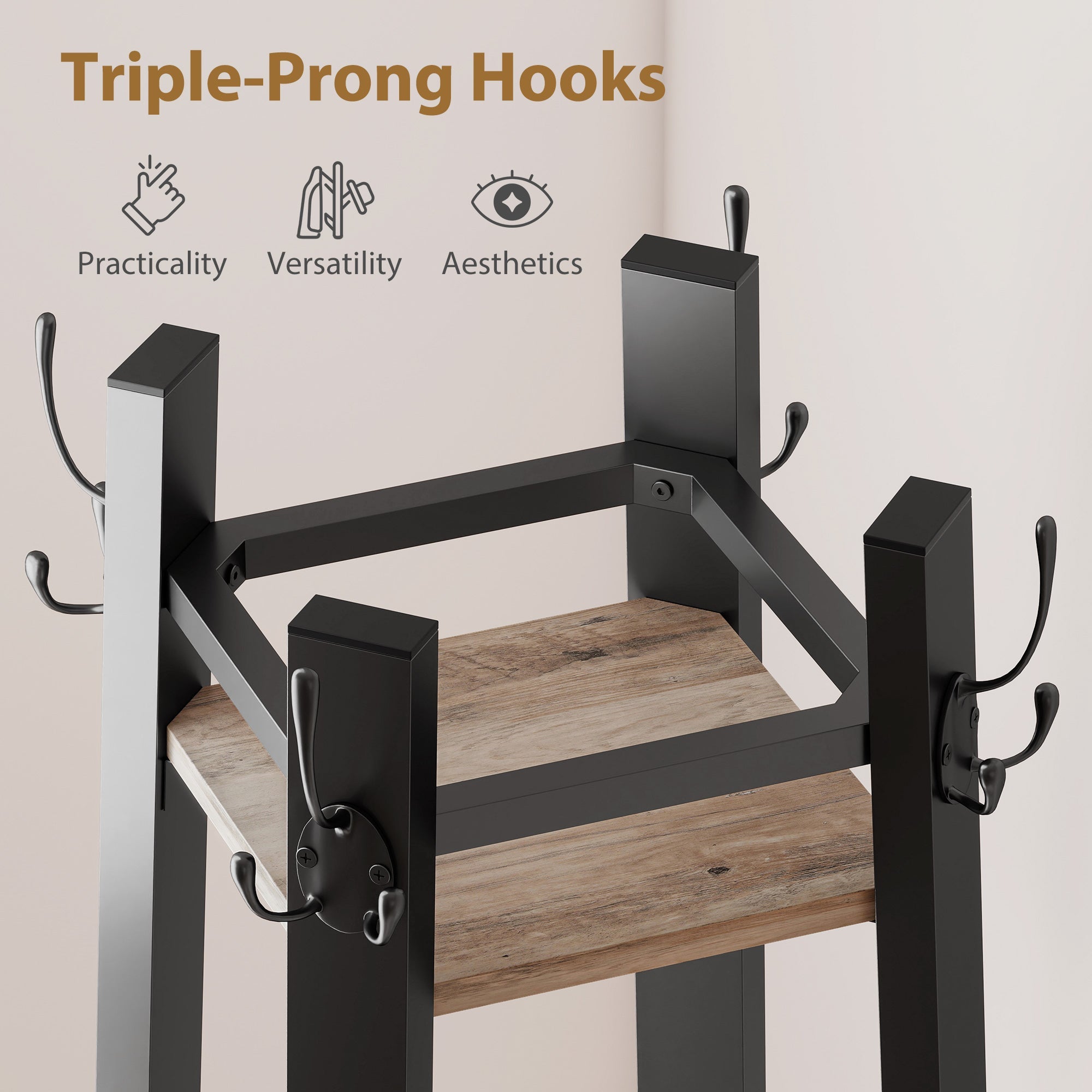 Elegant HOMCOM Industrial Coat Stand with 8 Hooks and 4 Shelves - in Sophisticated Grey Elegant HOMCOM Industrial Coat Stand with 8 Hooks and 4 Shelves - in Sophisticated Grey