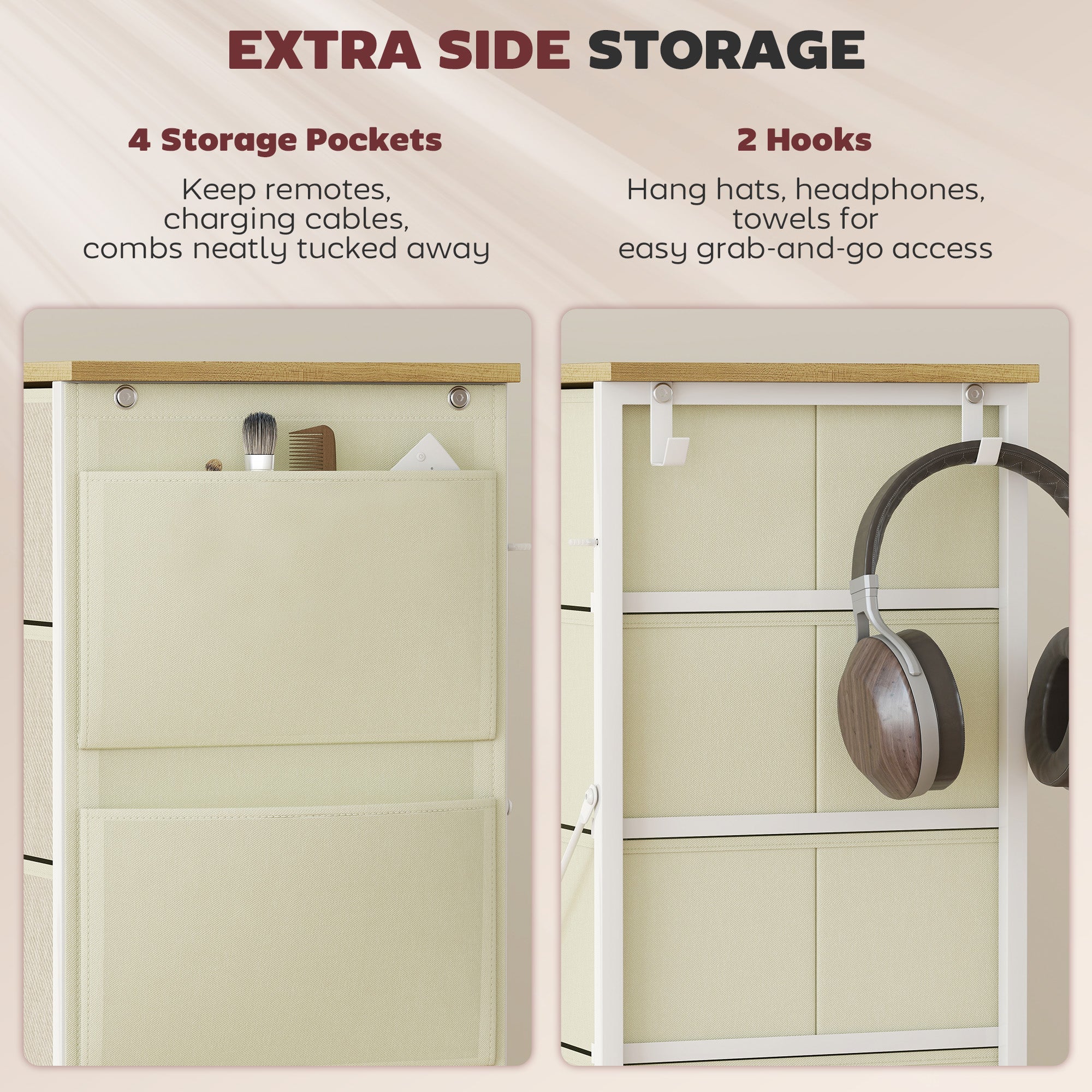 Elegant HOMCOM Chest of Ten Fabric Drawers - Beige Elegant HOMCOM Chest of Ten Fabric Drawers - Beige