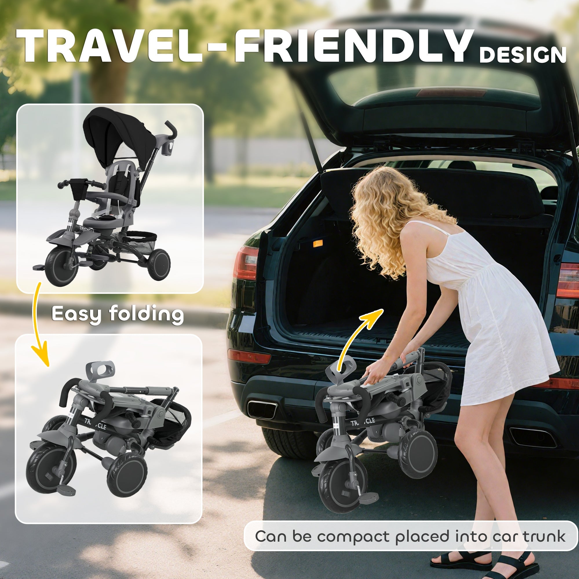 AIYAPLAY 6 in 1 Foldable Kids Trike with Adjustable Parent Handle & Canopy for Ages 1-5, Black AIYAPLAY 6 in 1 Foldable Kids Trike with Adjustable Parent Handle & Canopy for Ages 1-5, Black