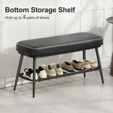 Elegant HOMCOM Luxury PU Leather Shoe Spacious Storage Modern Bench - Charcoal in Sophisticated Grey