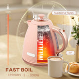 Elegant HOMCOM 3kW Rapid Boil Honeycomb Kettle - Light Pink