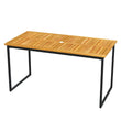 140 x 70cm Acacia Wood Dining Table for 6 People with Slatted Tabletop