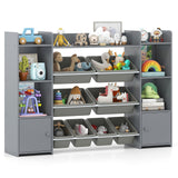 142 cm Large Toy Spacious Storage Organizer with 8 Removable Bins and Bookshelf-