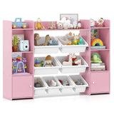 142 cm Large Toy Spacious Storage Organizer with 8 Removable Bins and Bookshelf-