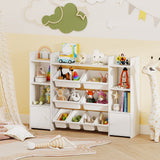 142 cm Large Toy Spacious Storage Organizer with 8 Removable Bins and Bookshelf-
