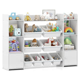 142 cm Large Toy Spacious Storage Organizer with 8 Removable Bins and Bookshelf-