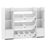 142 cm Large Toy Spacious Storage Organizer with 8 Removable Bins and Bookshelf-