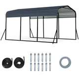 15FT Heavy-Duty Metal Carport Outdoor Garage Car Shelter-