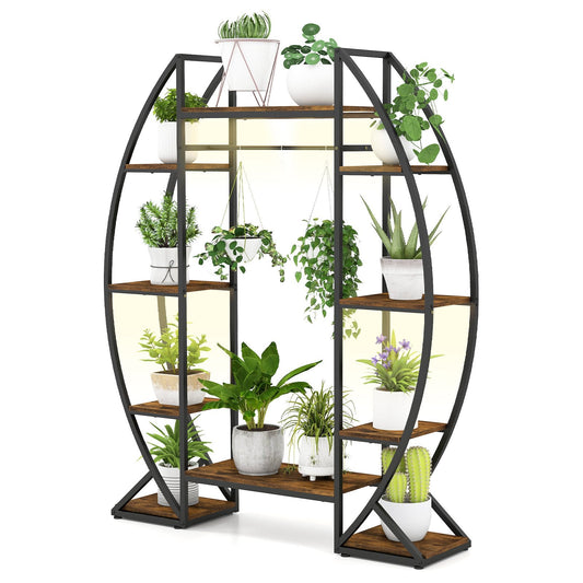 160CM Tall Indoor Plant Stand with Grow Lights-Coffee