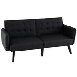 164 CM Convertible Futon Sofa Bed with 3-Position Adjustable Backrests-in Sophisticated Grey