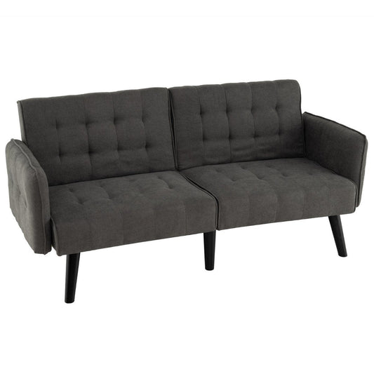 164 CM Convertible Futon Sofa Bed with 3-Position Adjustable Backrests-in Sophisticated Grey