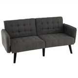 164 CM Convertible Futon Sofa Bed with 3-Position Adjustable Backrests-in Sophisticated Grey