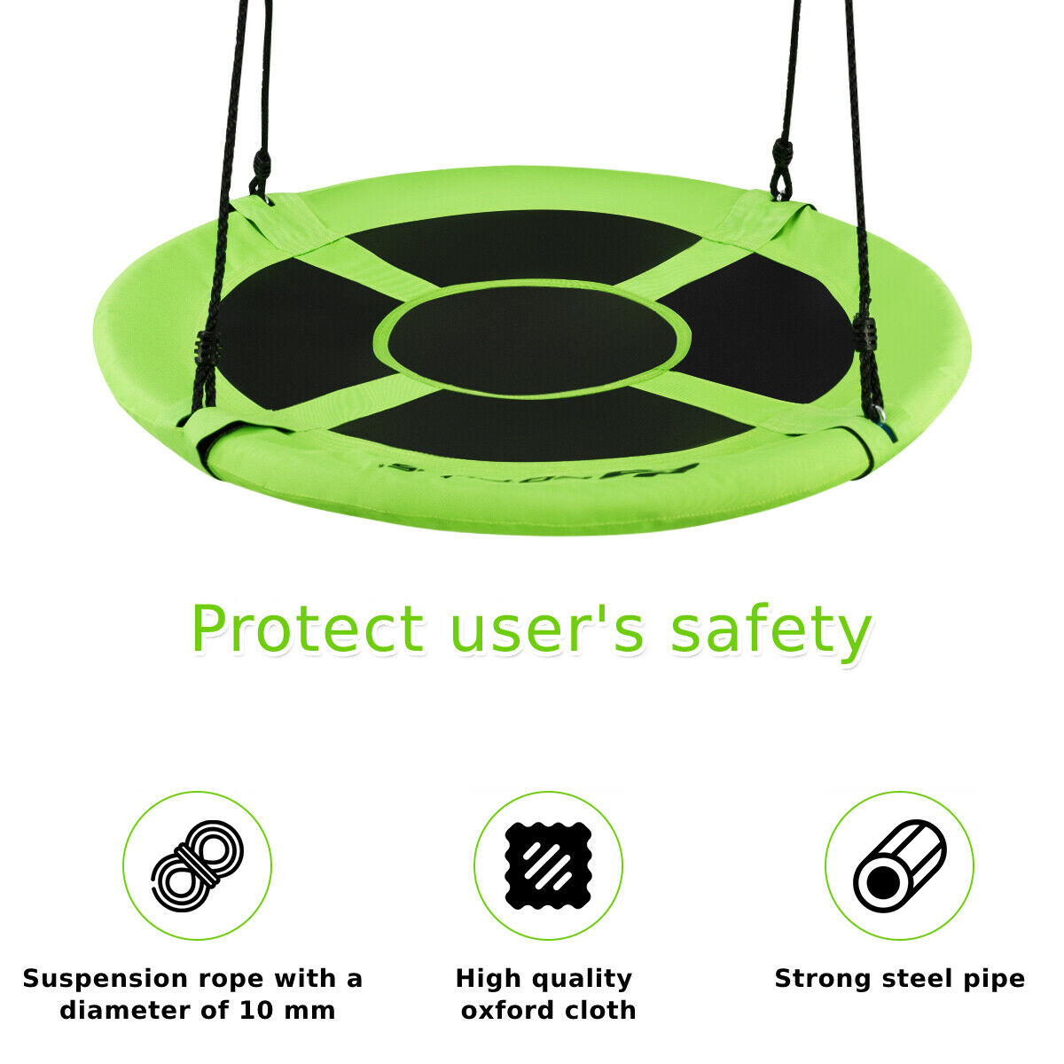 100cm Children Flying Saucer Tree Swing with Adjustable Rope-