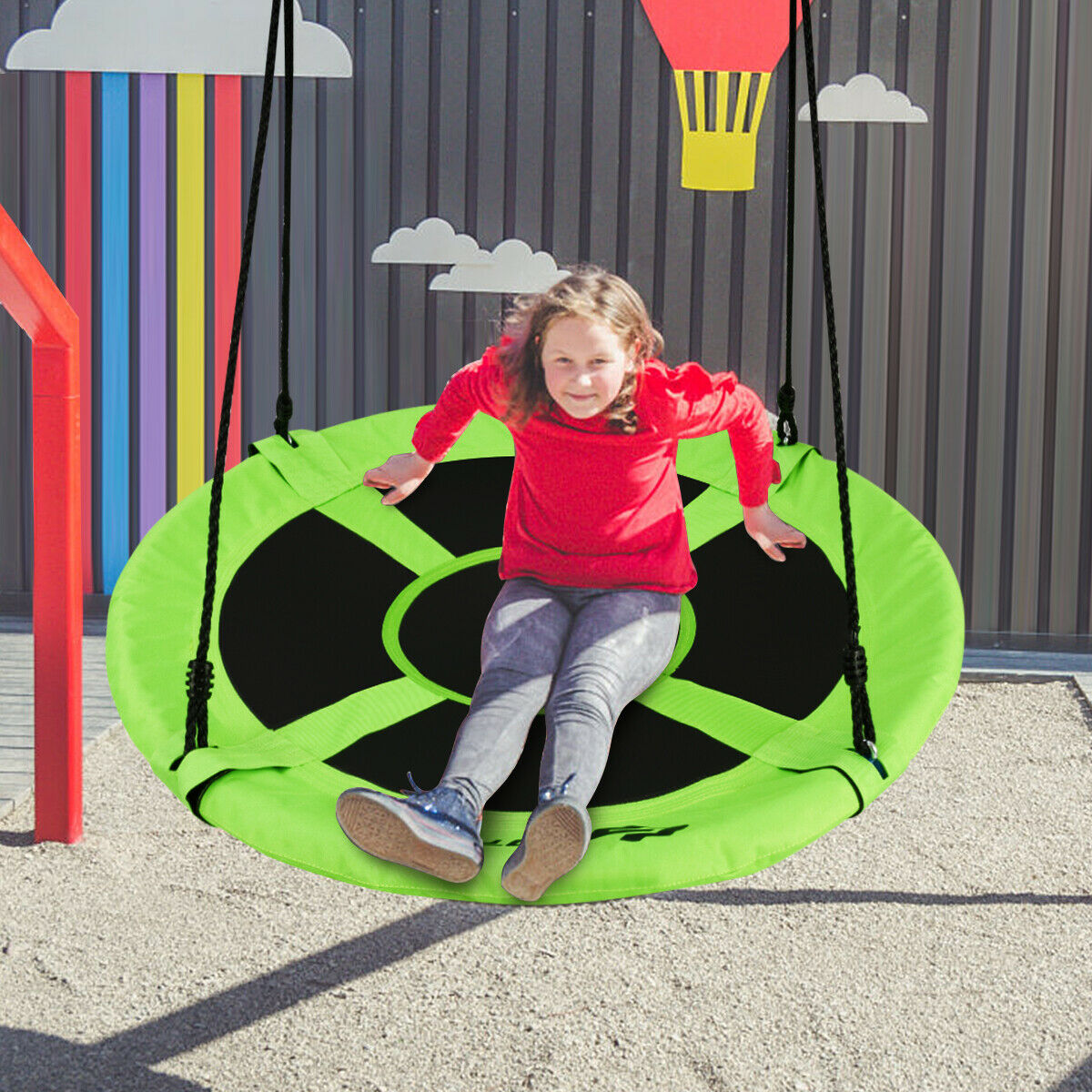 100cm Children Flying Saucer Tree Swing with Adjustable Rope-