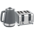 Elegant HOMCOM Stainless Steel Kettle and Toaster Set, 1.7L 3000W Rapid Boil Jug Kettle with UK Strix Thermostat, Limescale Filter, 4 Slice Toaster with 7 Browning Controls, Crumb Tray, in Sophisticated Grey and Silver Tone