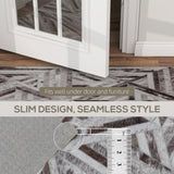 Elegant HOMCOM Modern Area Rug, Triangle Pattern Non-Slip Washable Rug, Chenille Floor Carpet for Living Room, Bedroom, Dining Room, Home Office, 170 x 120 cm, Brown