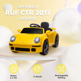 AIYAPLAY Licensed RUF CTR 2017 Electric Car for Kids, with Remote Control, Soft Start, MP3 Player, LED Lights, Yellow