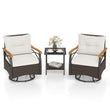 3 Piece Outdoor Swivel Chair Set Patio Wicker Rotating Chairs with Table-