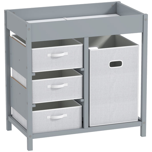 AIYAPLAY Baby Changing Unit with 4 Spacious Storage Drawers, Mat for Bedroom Nursery, 84 x 84.5 cm, in Sophisticated Grey