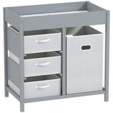 AIYAPLAY Baby Changing Unit with 4 Spacious Storage Drawers, Mat for Bedroom Nursery, 84 x 84.5 cm, in Sophisticated Grey