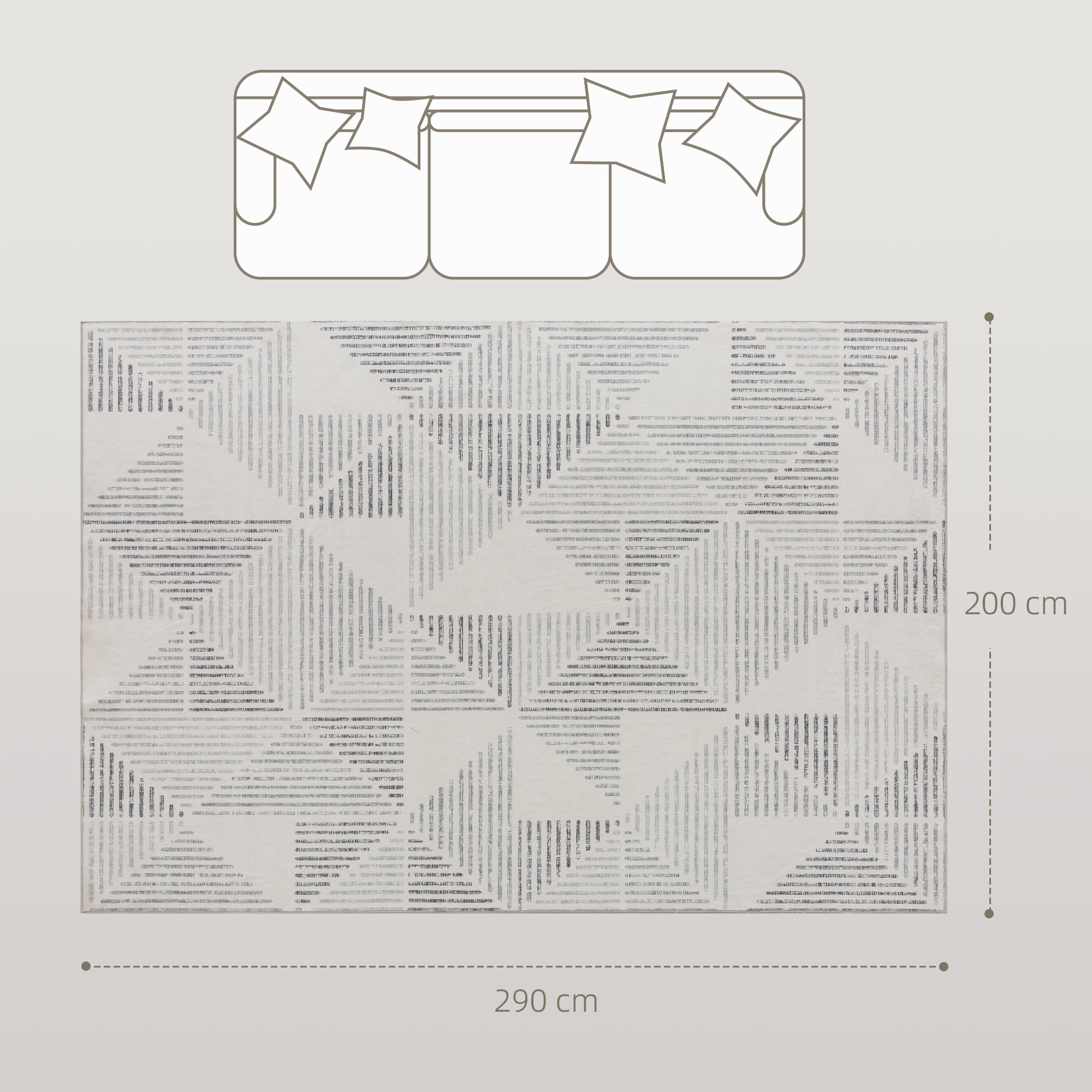 Elegant HOMCOM Modern Area Rug, Geometric Pattern Non-Slip Washable Rug, Soft Floor Carpet for Living Room, Bedroom, Dining Room, Home Office, 290 x 200 cm, in Sophisticated Grey