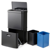 56L Stainless Steel Trash Can Touchless Recycling Garbage Bin-