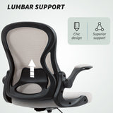 Vinsetto Adjustable Mesh Standing Desk Chair with Flip-up Armrests Lumbar Support Armrests Adjustable Footrest Ring in Sophisticated Grey