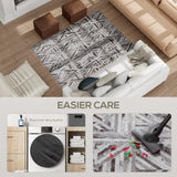 Elegant HOMCOM Modern Area Rug, Triangle Pattern Non-Slip Washable Rug, Chenille Floor Carpet for Living Room, Bedroom, Dining Room, Home Office, 170 x 120 cm, Brown