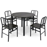 5 Piece Dining Table Set with Spacious Storage Rack for Dining Room