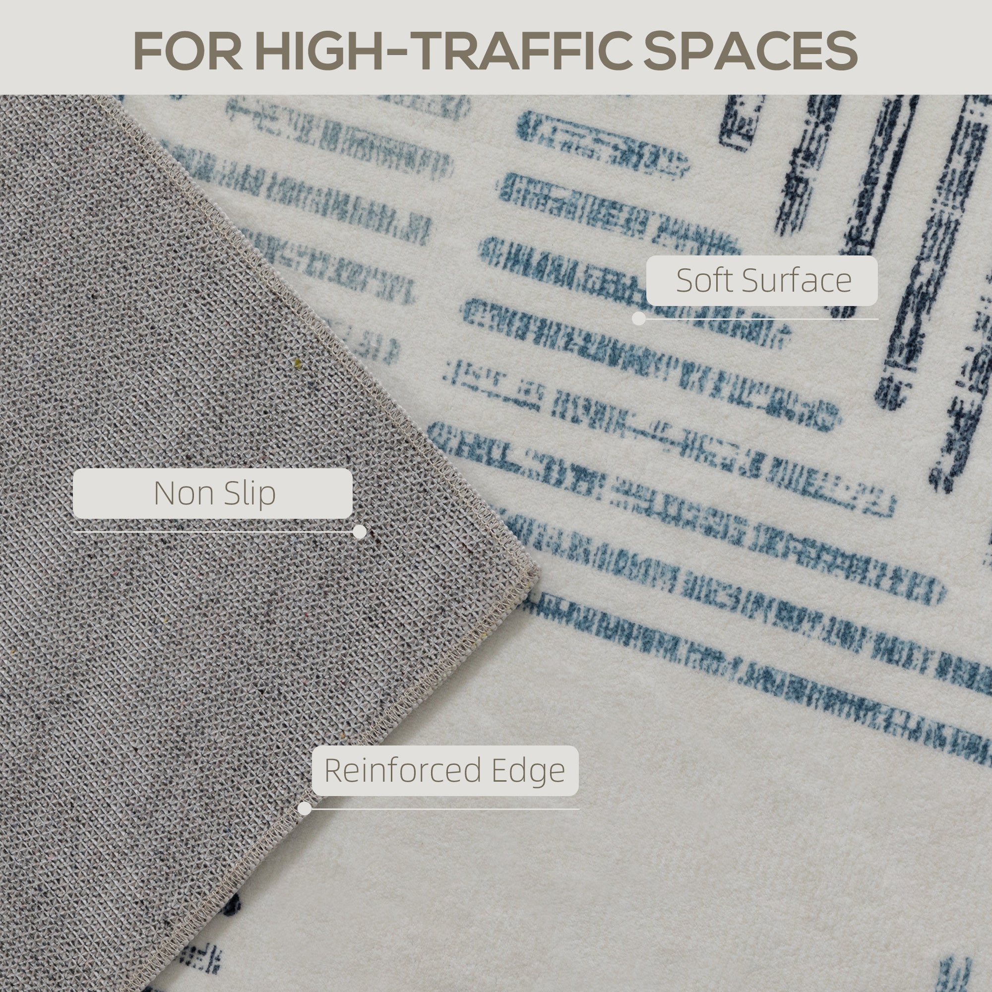 Elegant HOMCOM Modern Area Rug, Geometric Pattern Non-Slip Washable Rug, Soft Floor Carpet for Living Room, Bedroom, Dining Room, Home Office, 290 x 200 cm, Multi-Coloured