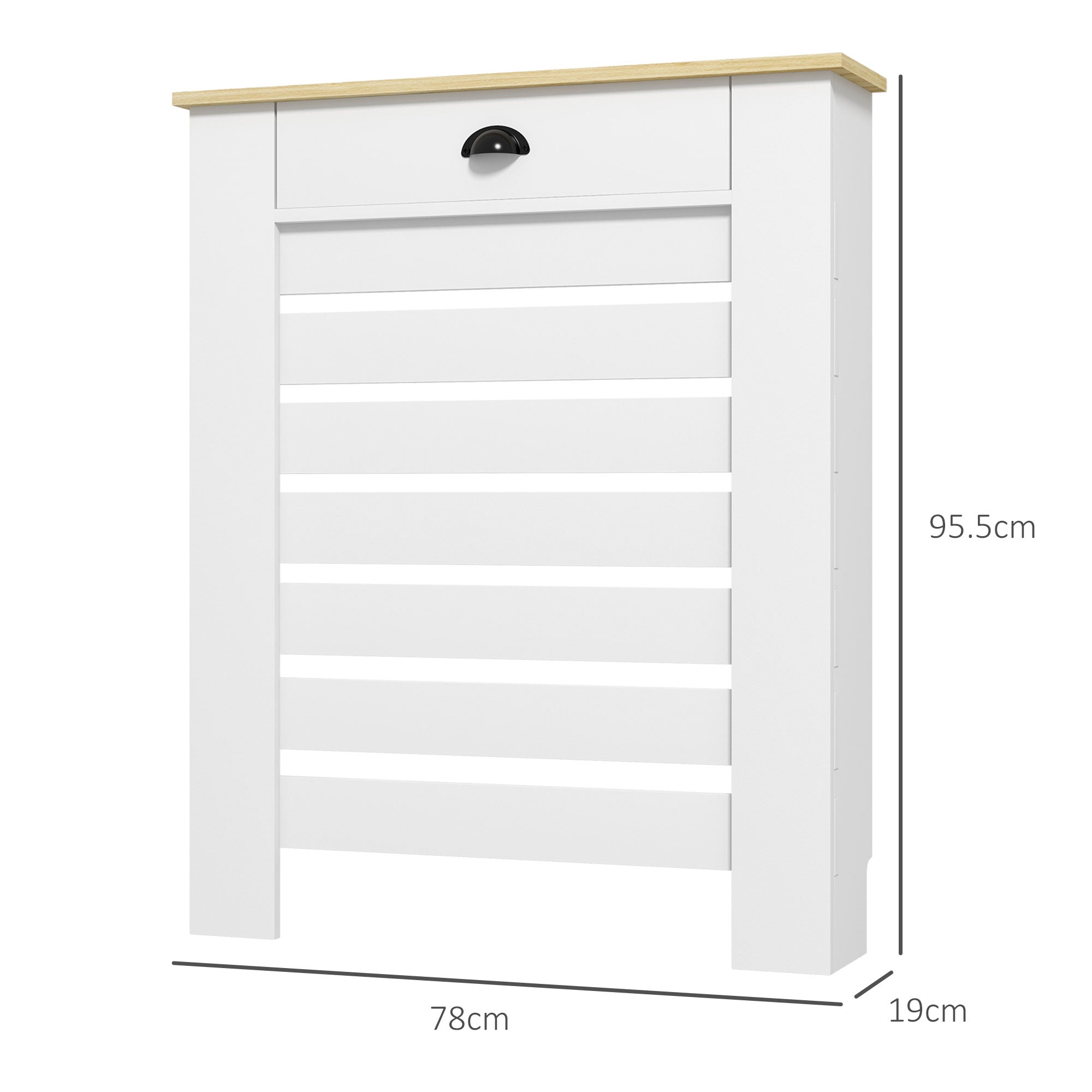 Elegant HOMCOM 95.5H x 78Wcm Radiator Cover, with Drawer - White
