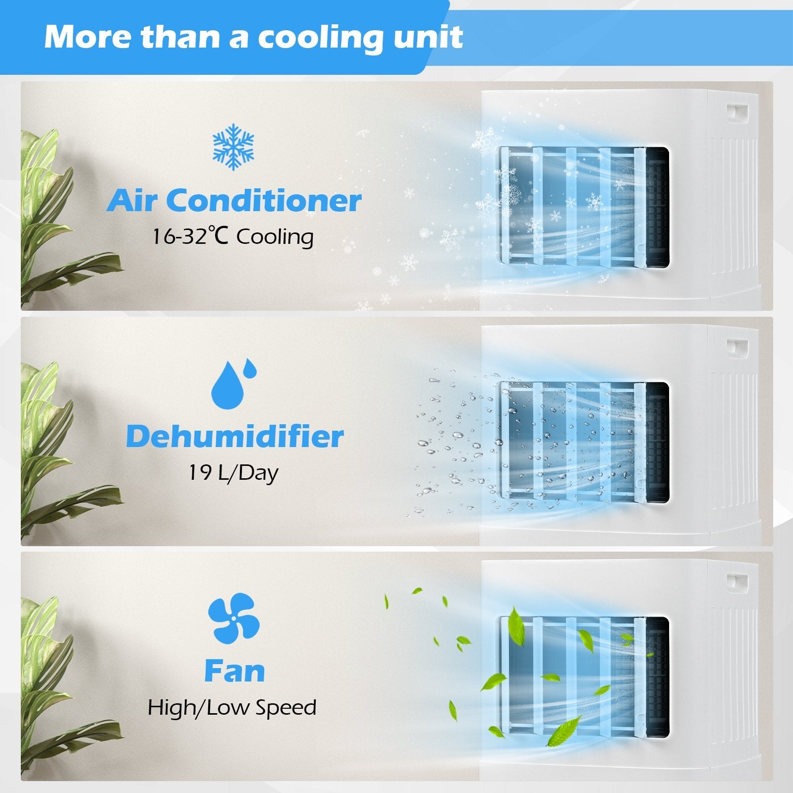 7000 BTU Portable Air Conditioner 4-In-1 Floor AC Unit-