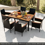 7 Pieces PE Rattan Outdoor Patio Dining Set for Yard Garden and Poolside-