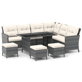 7 Pieces Patio Dining Furniture Set Outdoor PE Rattan Sectional Sofa Set-Off White