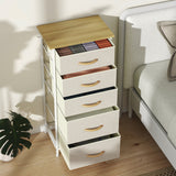 Elegant HOMCOM Chest of Five Fabric Drawers - Beige
