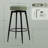 Elegant HOMCOM Set of Two Faux Leather Bar Stools - Green/Black