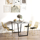 Elegant HOMCOM Luxurious Dining Chairs Set of 4, Metal Wire Kitchen Chair with Removable Velvet-feel Cushion, Cut-out Back and Steel Frame for Dining Room, Gold Tone