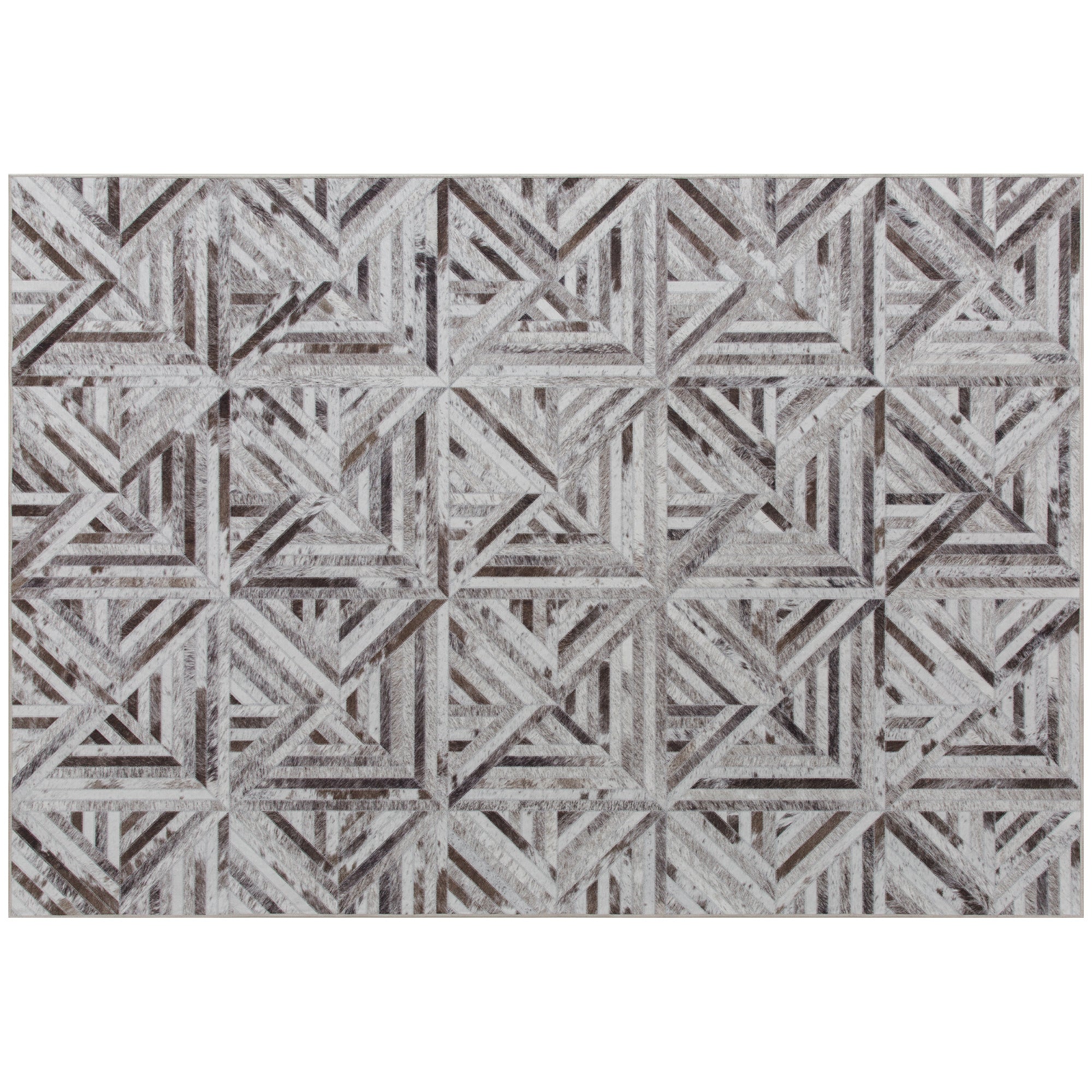 Elegant HOMCOM Modern Area Rug, Triangle Pattern Non-Slip Washable Rug, Chenille Floor Carpet for Living Room, Bedroom, Dining Room, Home Office, 230 x 160 cm, Brown