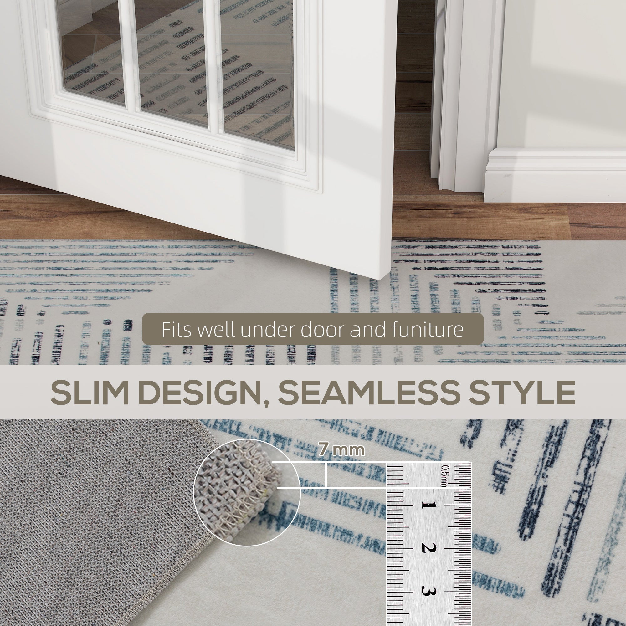 Elegant HOMCOM Modern Area Rug, Geometric Pattern Non-Slip Washable Rug, Soft Floor Carpet for Living Room, Bedroom, Dining Room, Home Office, 230 x 160 cm, Multi-Coloured