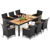 9 PCS Patio Dining Set for 8 Large Conversation Set with Umbrella Hole-