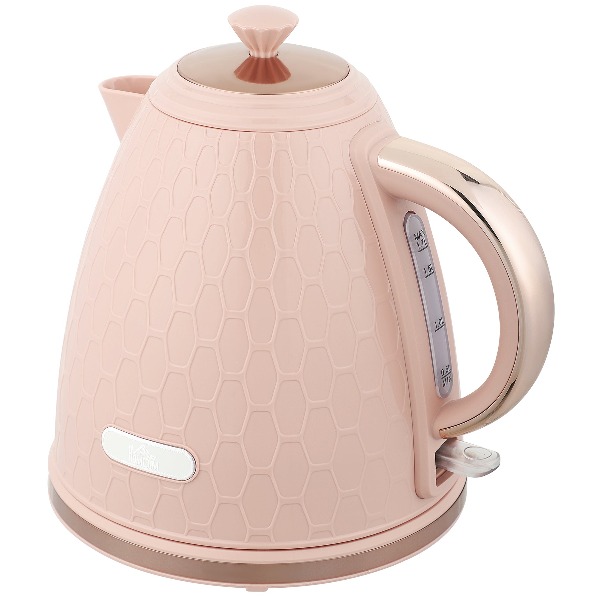 Elegant HOMCOM 3kW Rapid Boil Honeycomb Kettle - Light Pink