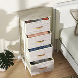Elegant HOMCOM Chest of Four Fabric Drawers - Natural Wood Finish