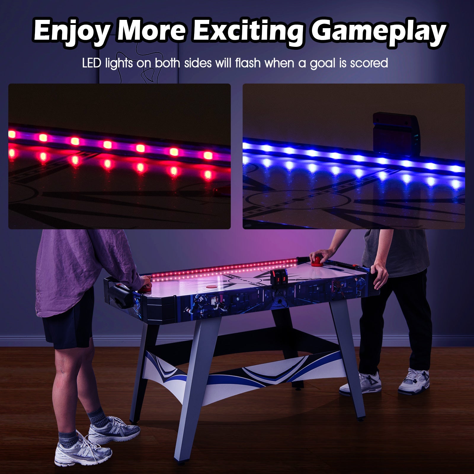 Air Hockey Game Table - Powered Action with 2 Pushers and Pucks - Entertainment Solution for Family Fun Time