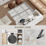 Elegant HOMCOM Modern Area Rug, Geometric Pattern Non-Slip Washable Rug, Soft Floor Carpet for Living Room, Bedroom, Dining Room, Home Office, 170 x 120 cm, in Sophisticated Grey