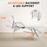 Elegant HOMCOM Portable Massage Table, 3 Section Adjustable Beauty Bed, Foldable Massage Bed with Face Hole, Recliner Chair with Removable Headrest and Armrests for Spa, Lash, Tattoo, White