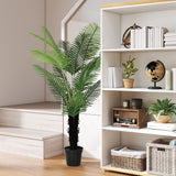 Elegant HOMCOM 175cm Artificial Areca Palm Tree with 16 PE Leaves, Decorative Artificial Plant with Plastic Pot and Flocked Soil, Fake Plant for Home Office Decor, Green