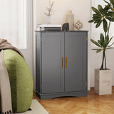 Bathroom Floor Spacious Storage Cabinet with 2 Doors and Adjustable Shelves-in Sophisticated Grey