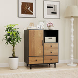 Buffet Sideboard Mid Century Modern Spacious Storage Cabinet with 4 Drawers-