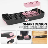 Elegant HOMCOM Aerobic Step with 3-Level Adjustable Heights for Home, Office Exercise, Black and Pink