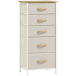 Elegant HOMCOM Chest of Five Fabric Drawers - Beige